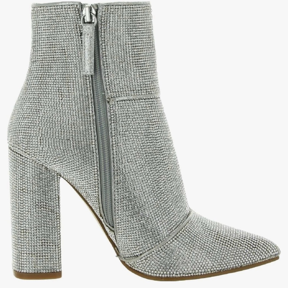Steve Madden Crystal Rhinestone Bootie w/Block Heel & Pointed Toe - LIKE NEW!